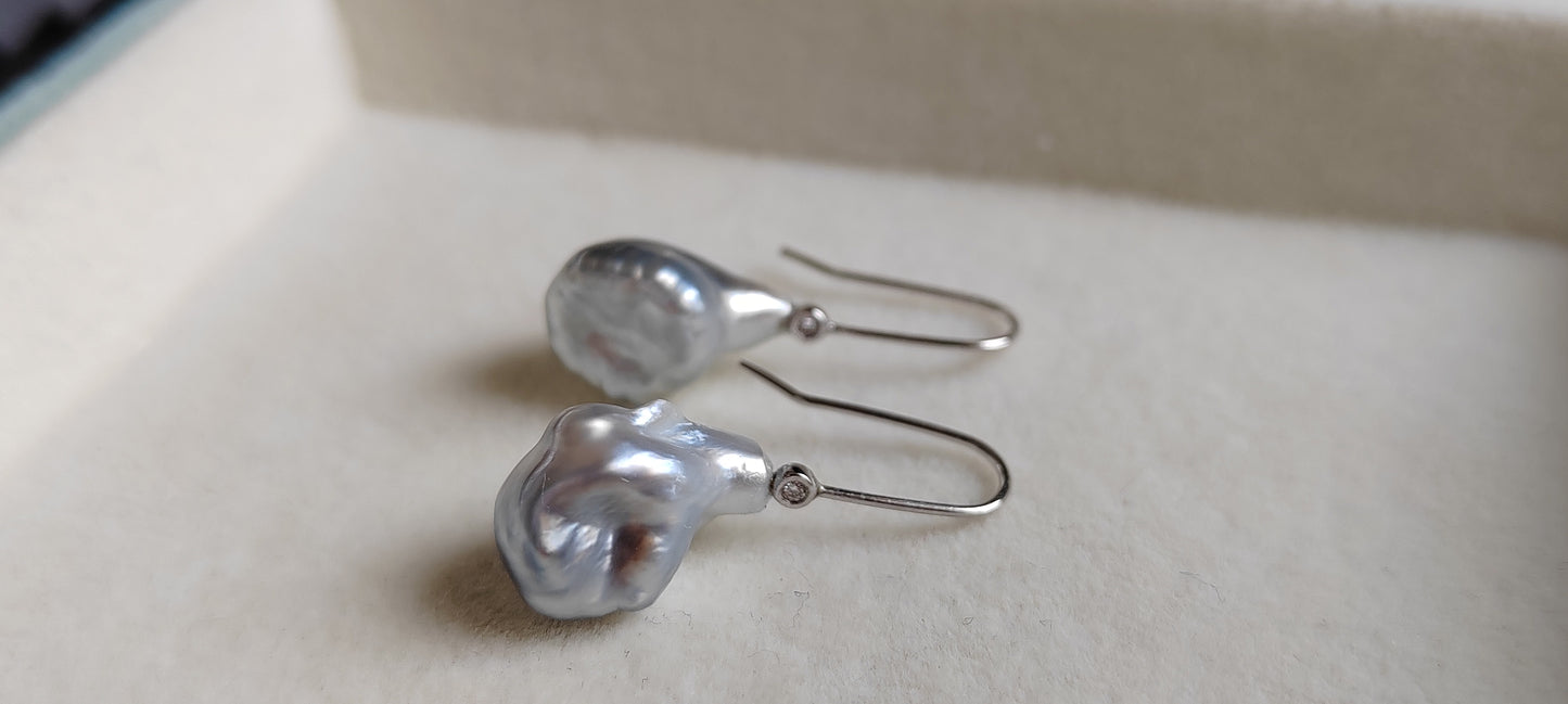 18k gold essential earring studs genuine tahitian south sea pearls 9mm Round