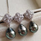 'Silver Clovers' Jewellry set Genuine tahitian sea pearls 9.6-9.9mm