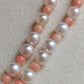 Genuine Japanese akoya pearls and coral necklace 3.3-7.7mm