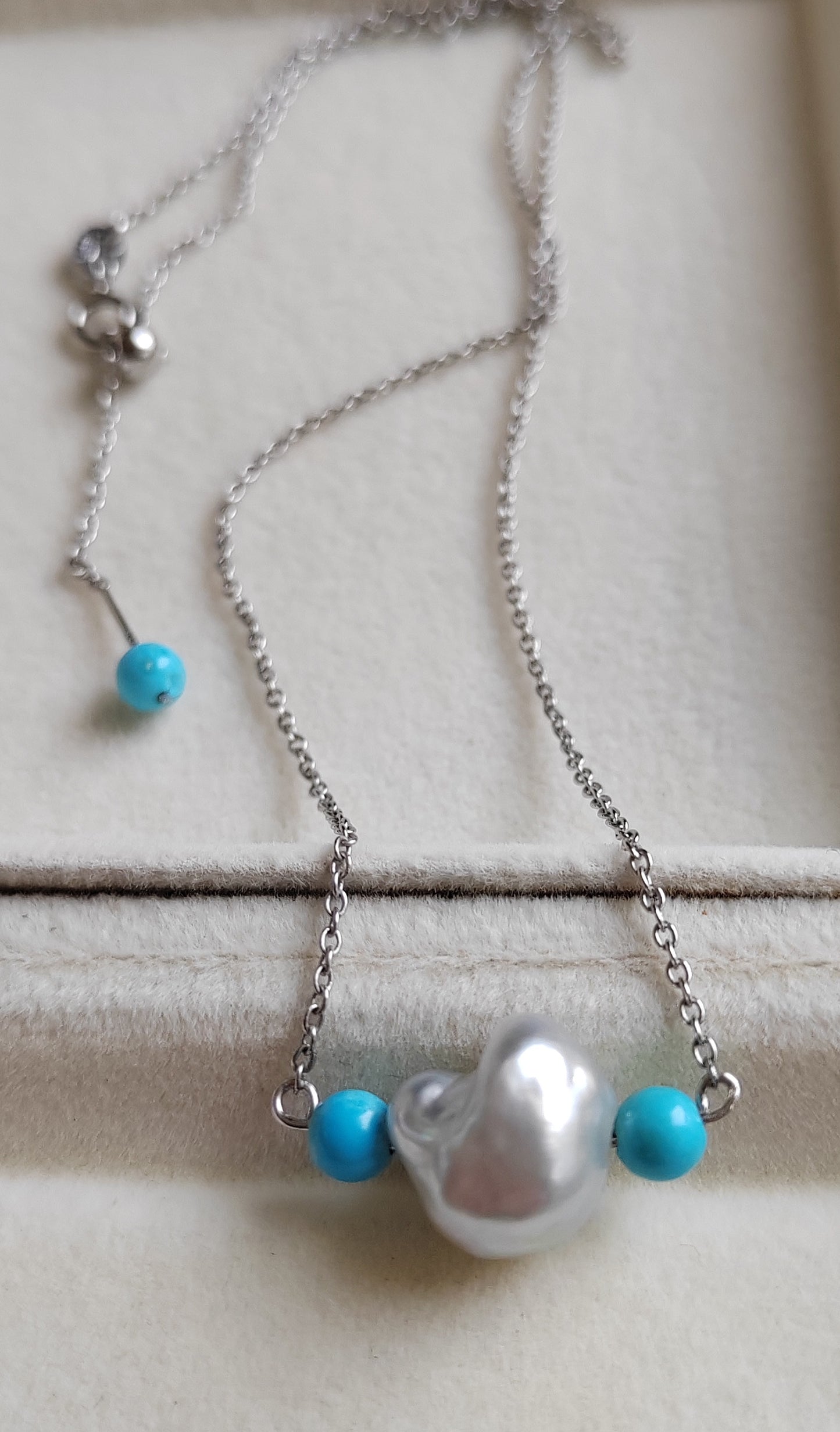'Wild' Natural Turquoise genuine Australian south sea Keshi pearl necklace