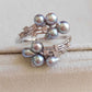 'Silver Meteor' ring genuine Japanese akoya pearls 3.6-4.1mm