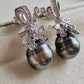 Art Deco earrings silver Genuine tahitian pearls 10.3mm