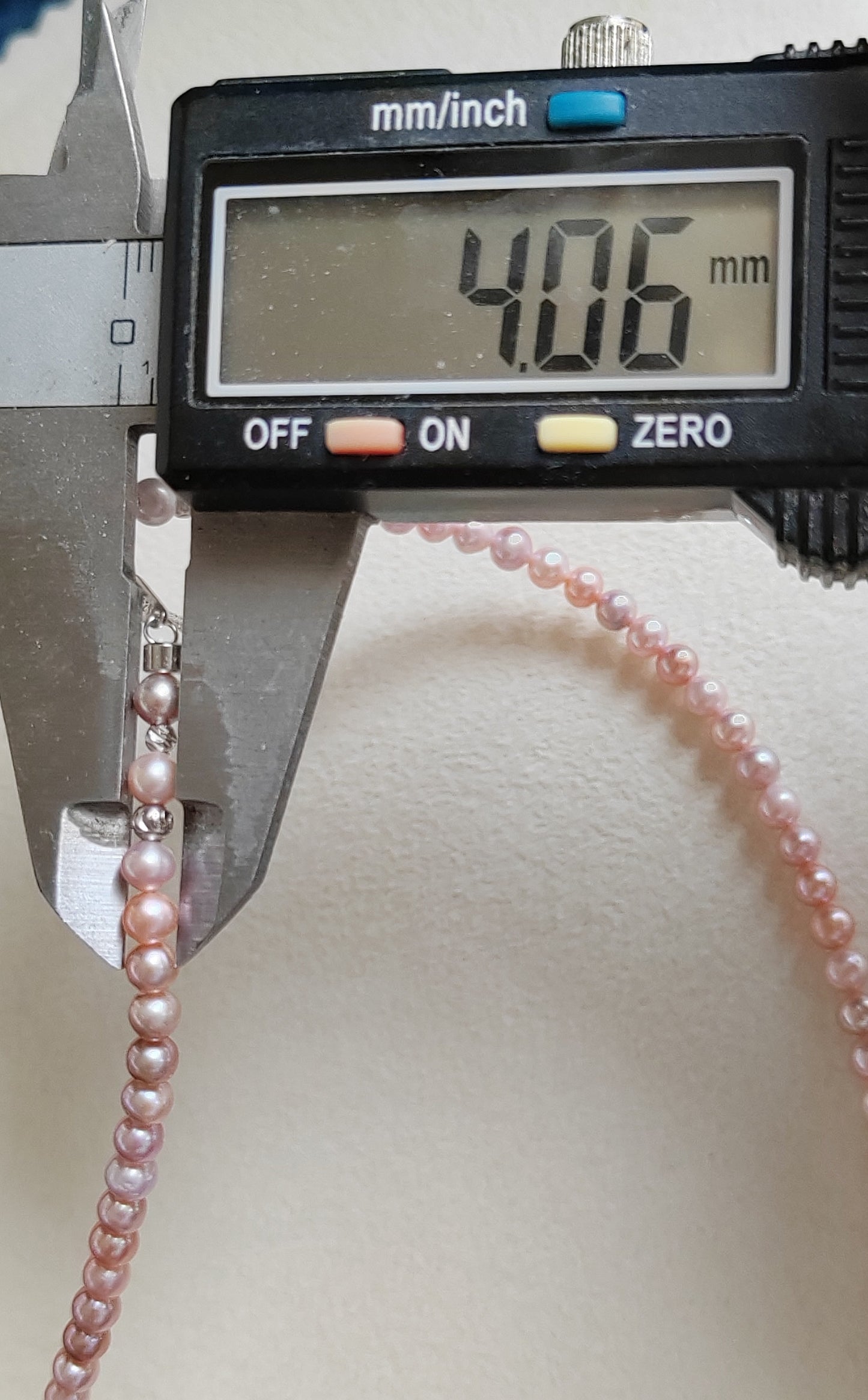 4-4.5mm Genuine freshwater pearls 'Pink lolli beans' necklace silver