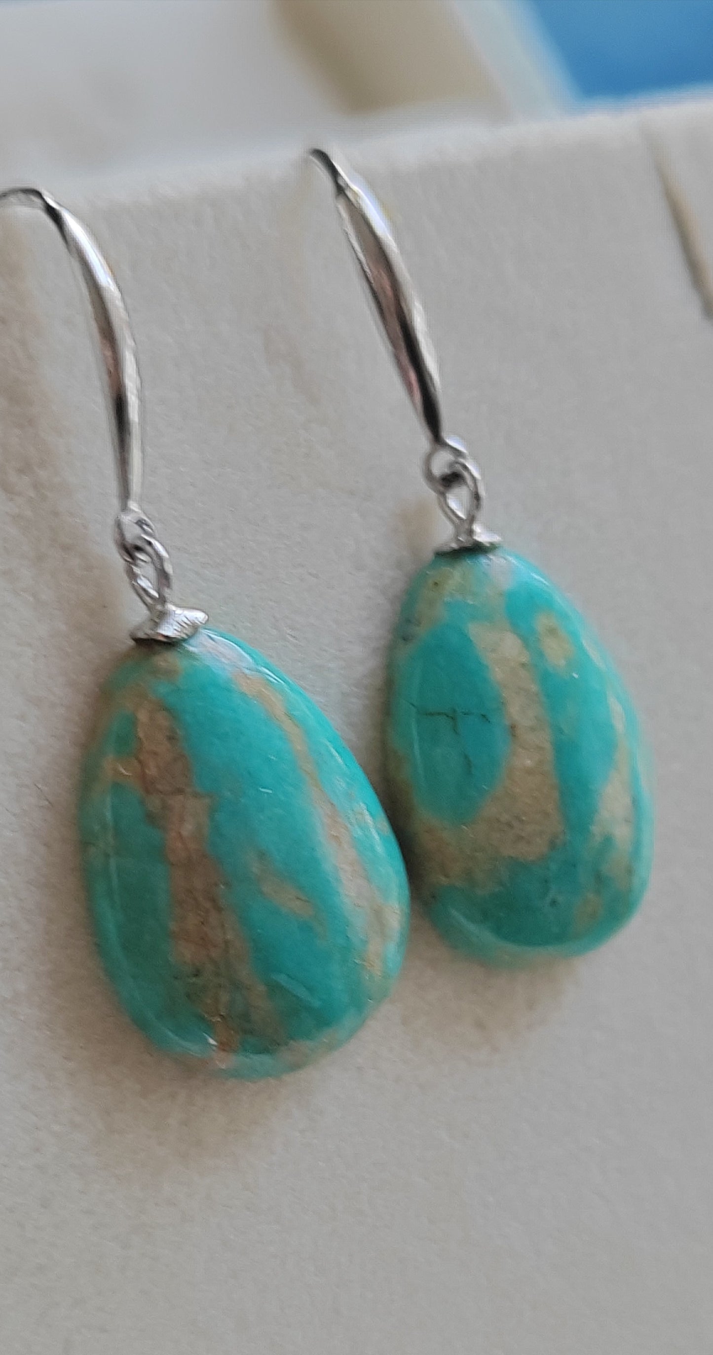 13x18mm Natural Morenci Turquoise French style earrings silver