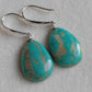 13x18mm Natural Morenci Turquoise French style earrings silver