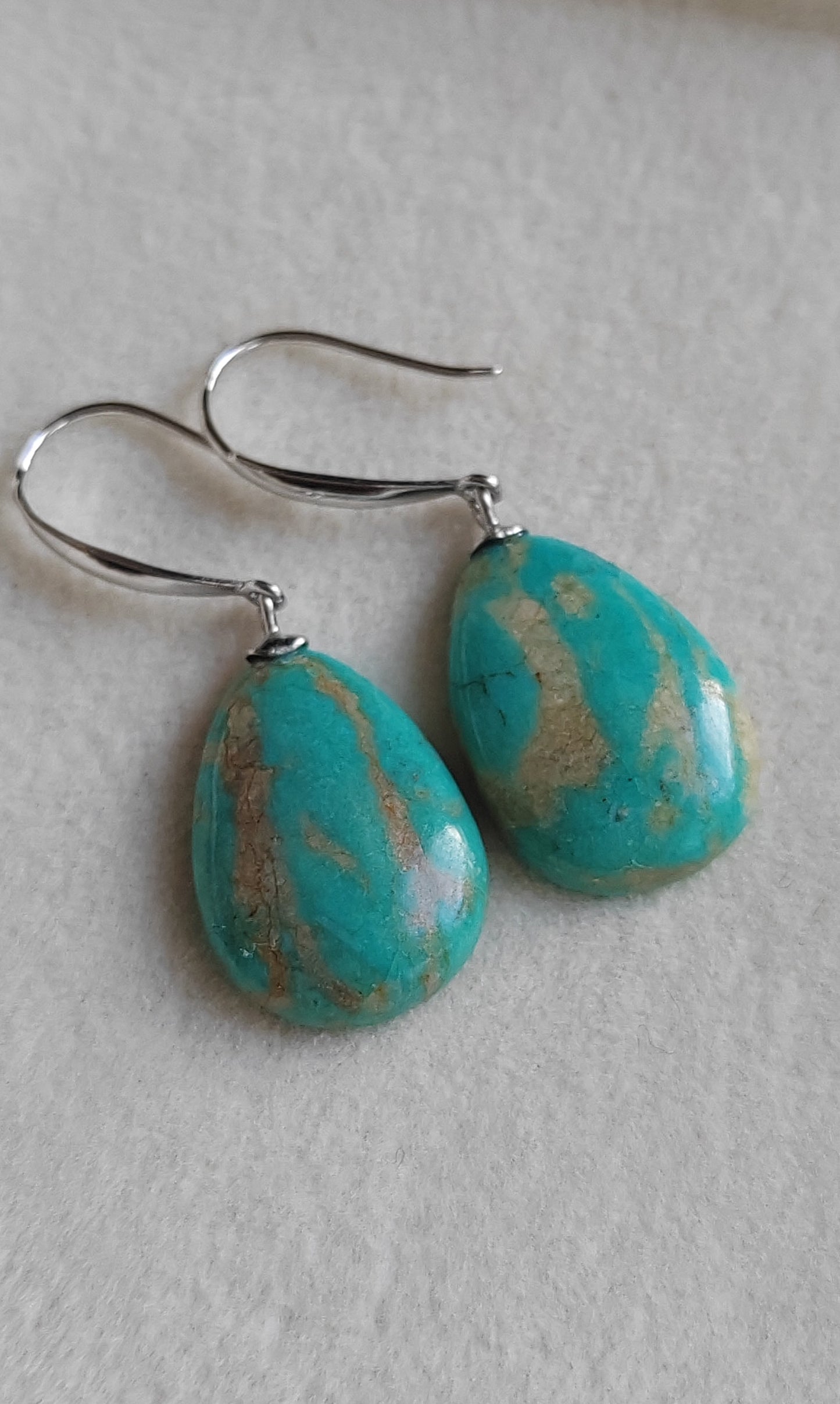13x18mm Natural Morenci Turquoise French style earrings silver
