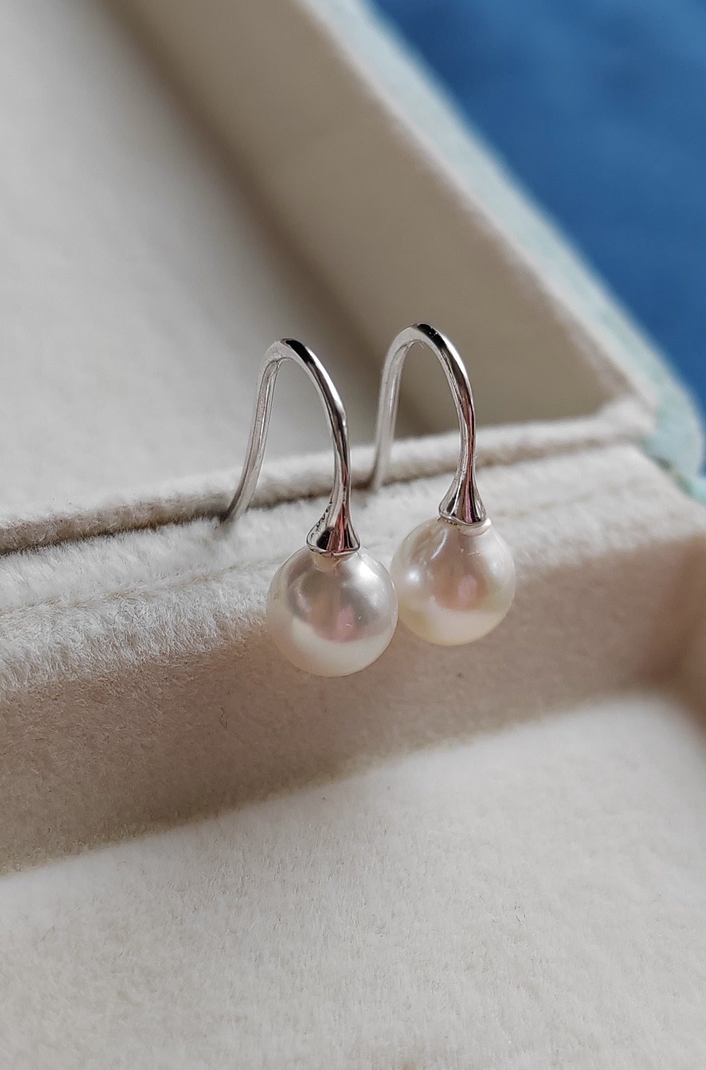 6.3mm Genuine Japanese akoya pearls French hooks earrings