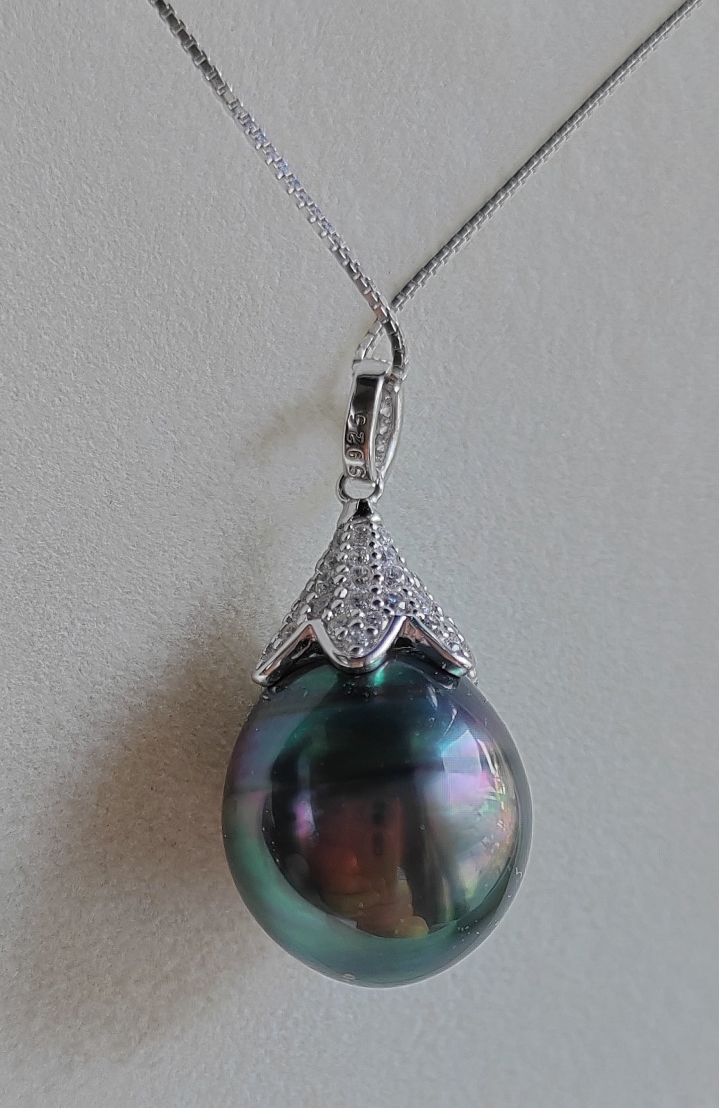 13.3mm Genuine tahitian south sea pearl pendant with chain necklace