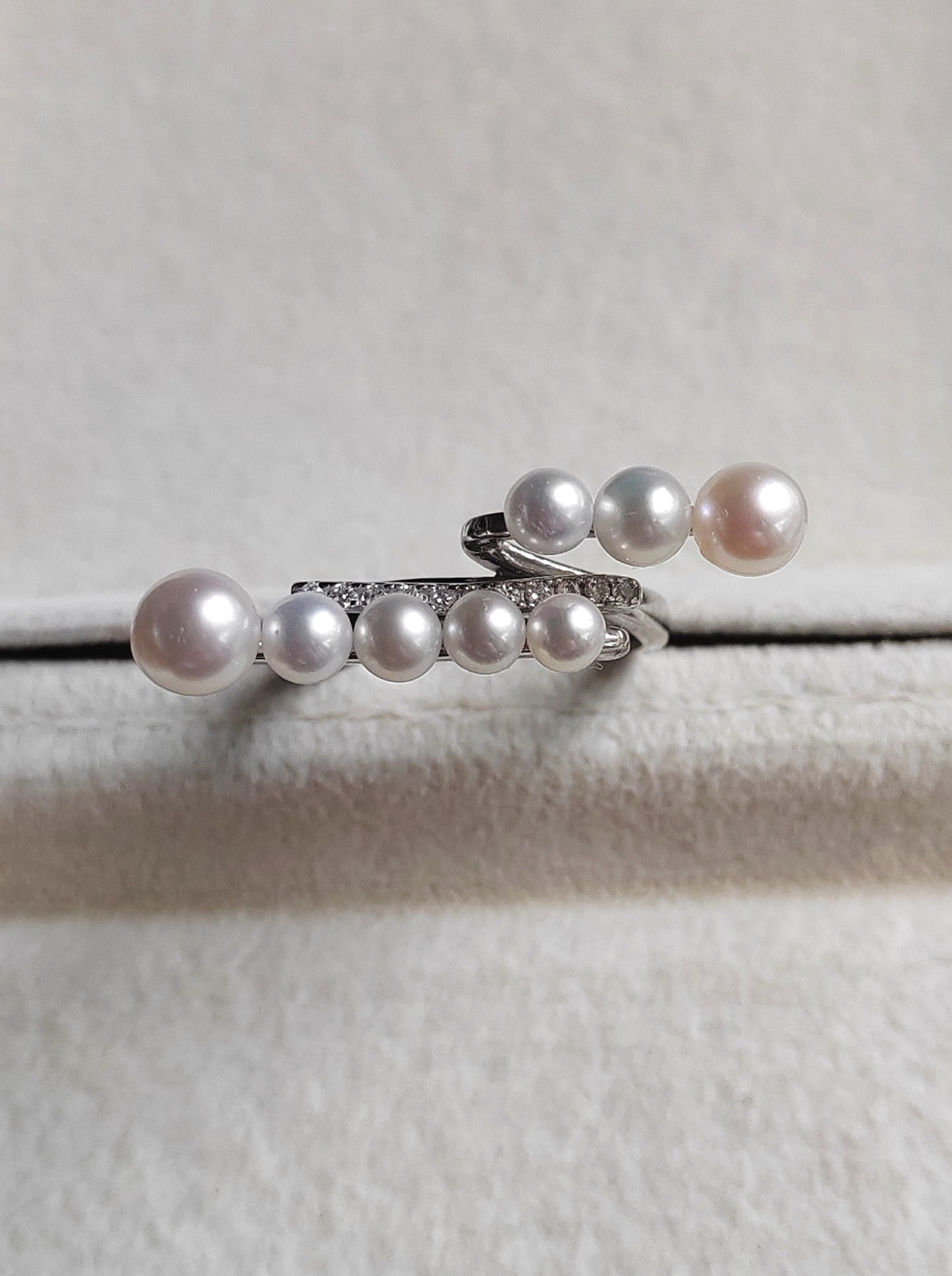 3.8-5.9mm Genuine freshwater pearls adjustable ring silver