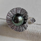 'Green lotus' adjustable ring genuine tahitian south sea pearl 9.3mm