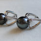 Modern style earrings genuine tahitian south sea pearls 10.4mm round