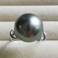 14k white gold artist ring genuine tahitian south sea pearl 11.4mmm AAA+
