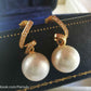 'Fairy's waves' earrings 18k gold diamond genuine south sea white pearl 11.3mm