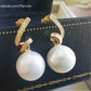 'Fairy's waves' earrings 18k gold diamond genuine south sea white pearl 11.3mm