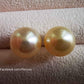 14k gold essential earrings studs genuine golden south sea pearl 12.4mm