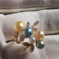 'Rainbow Blossom' 18k diamond ring genuine Japanese akoya pearl AAAA