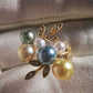 'Rainbow Blossom' 18k diamond ring genuine Japanese akoya pearl AAAA