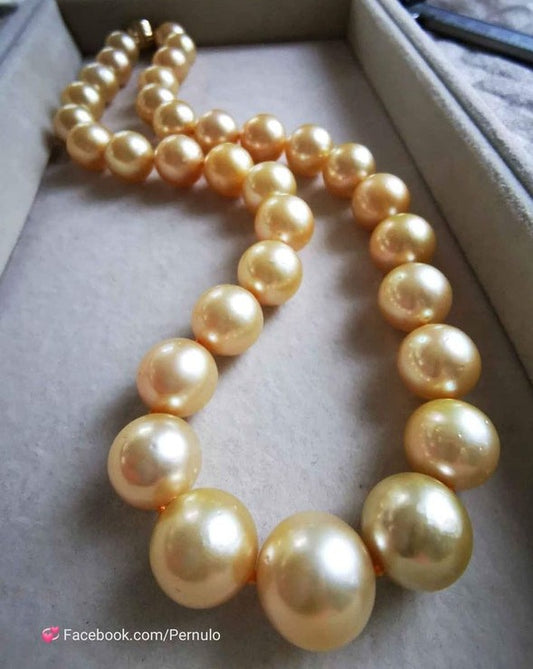 Genuine golden south sea pearl uniform necklace