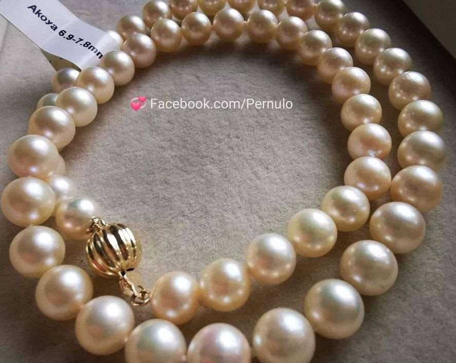 6.9-7.8mm Genuine Japanese akoya pearls classic necklace