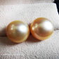 Classic 14k gold earrings studs genuine golden south sea pearl 13.2mm