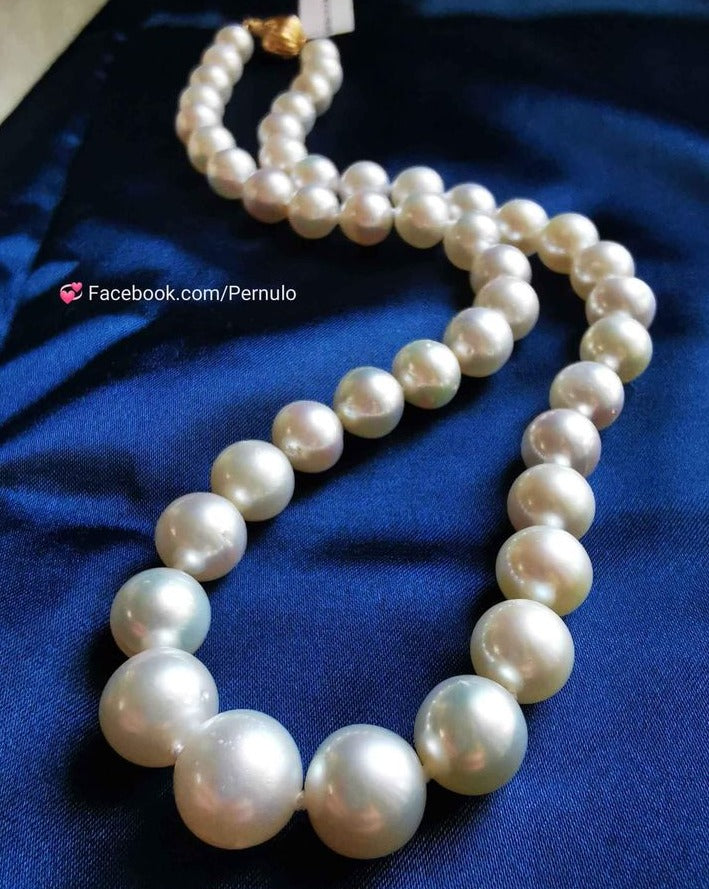 7.9-10.9mm Genuine south sea white pearls princess necklace