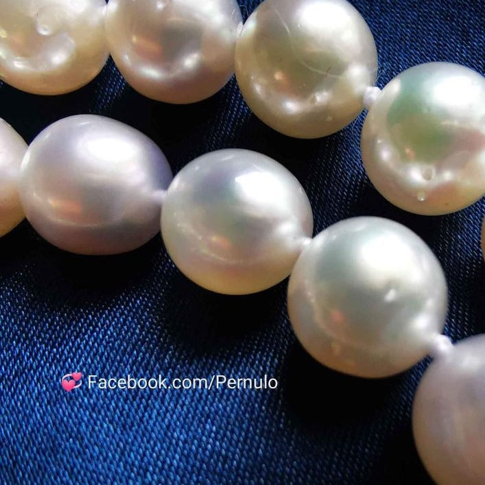 7.9-10.9mm Genuine south sea white pearls princess necklace