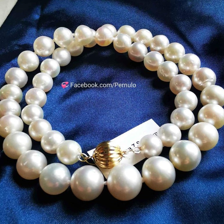 7.9-10.9mm Genuine south sea white pearls princess necklace