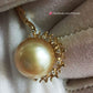 'The Sun' 14k gold pendant genuine golden south sea round pearl 11.4mm AAAA