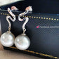 18k white gold diamond earrings genuine south sea white pearls 10.6mm