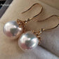 'Little fireworks' earrings 14k gold genuine south sea white pearls 10.6x11.2mm AAAA