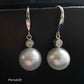 Classic dangle earrings 18k white gold diamond genuine south sea white pearls 10.1mm