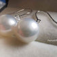 Classic dangle earrings 18k white gold diamond genuine south sea white pearls 10.1mm