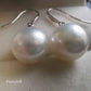 Classic dangle earrings 18k white gold diamond genuine south sea white pearls 10.1mm