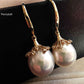 'Little fireworks' earrings 14k gold genuine south sea white pearls 10.6x11.2mm AAAA