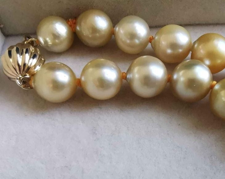 Classic princess necklace genuine golden south sea pearls 8.4-12.6mm