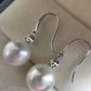 Classic dangle earrings 18k white gold diamond genuine south sea white pearls 10.1mm