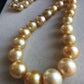 Classic princess necklace genuine golden south sea pearls 8.4-12.6mm