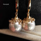 'Little fireworks' earrings 14k gold genuine south sea white pearls 10.6x11.2mm AAAA
