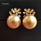 'Petites fleurs' 14k gold earrings genuine golden south sea pearl s 10.2mm AAA