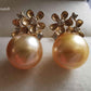 'Petites fleurs' 14k gold earrings genuine golden south sea pearl s 10.2mm AAA