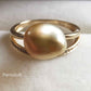 'A Golden Seed' 14k gold ring genuine golden south sea Keshi pearl 7.1-8.1mm K1/2