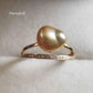 'A Golden Seed' 14k gold ring genuine golden south sea Keshi pearl 7.1-8.1mm K1/2