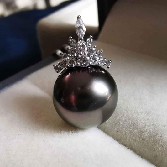 18k white gold stunning pendant genuine tahitian south sea pearl 11.2mm