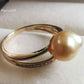 'A Golden Seed' 14k gold ring genuine golden south sea Keshi pearl 7.1-8.1mm K1/2