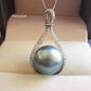 ' The deep ocean' necklace genuine tahitian south sea pearl 11mm