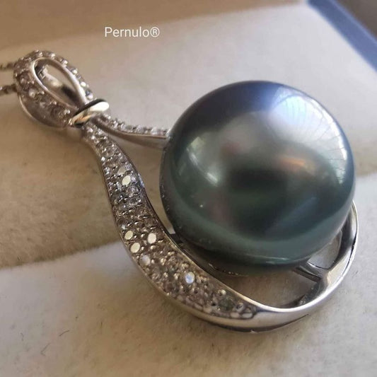 ' The deep ocean' necklace genuine tahitian south sea pearl 11mm
