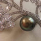 'Crystal Tree' brooch genuine tahitian south sea pearl 9.5mm