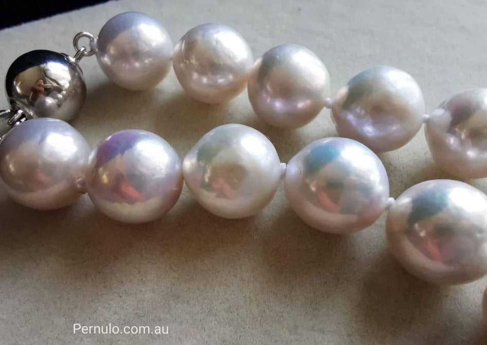10.5-12.6mm Genuine freshwater pearls classic necklace 45cm