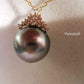 Classic 18k gold pendant genuine tahitian south sea pearl 11.2mm