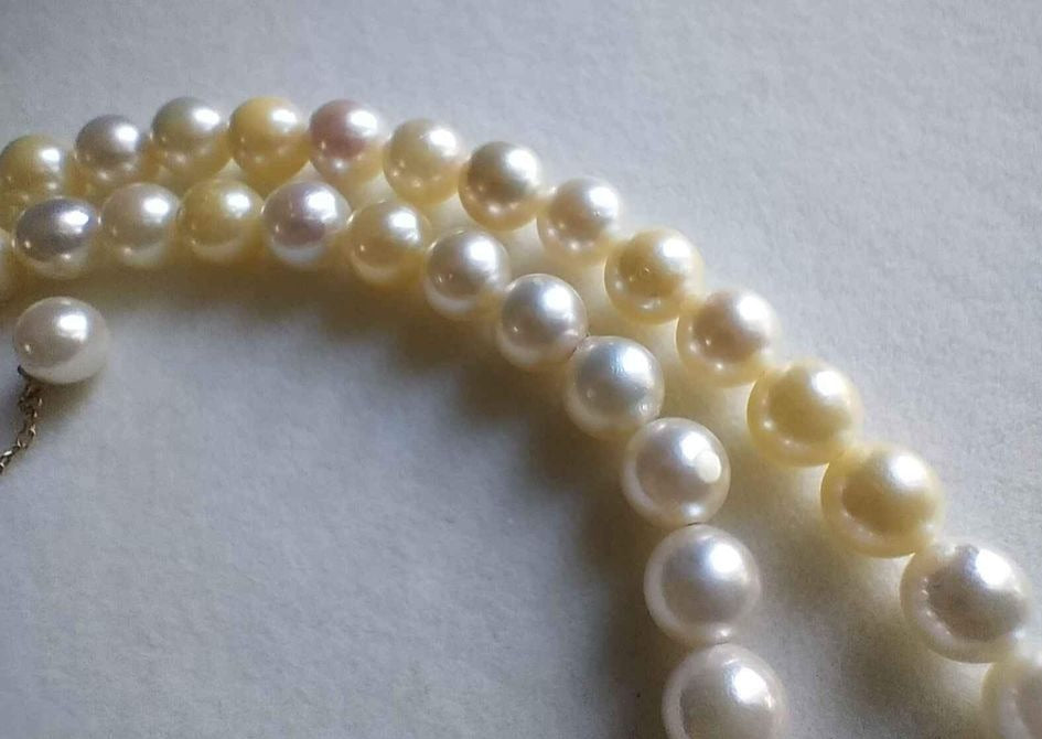 5.0-6.6mm Genuine Japanese akoya round pearls 18k gold necklace/chocker